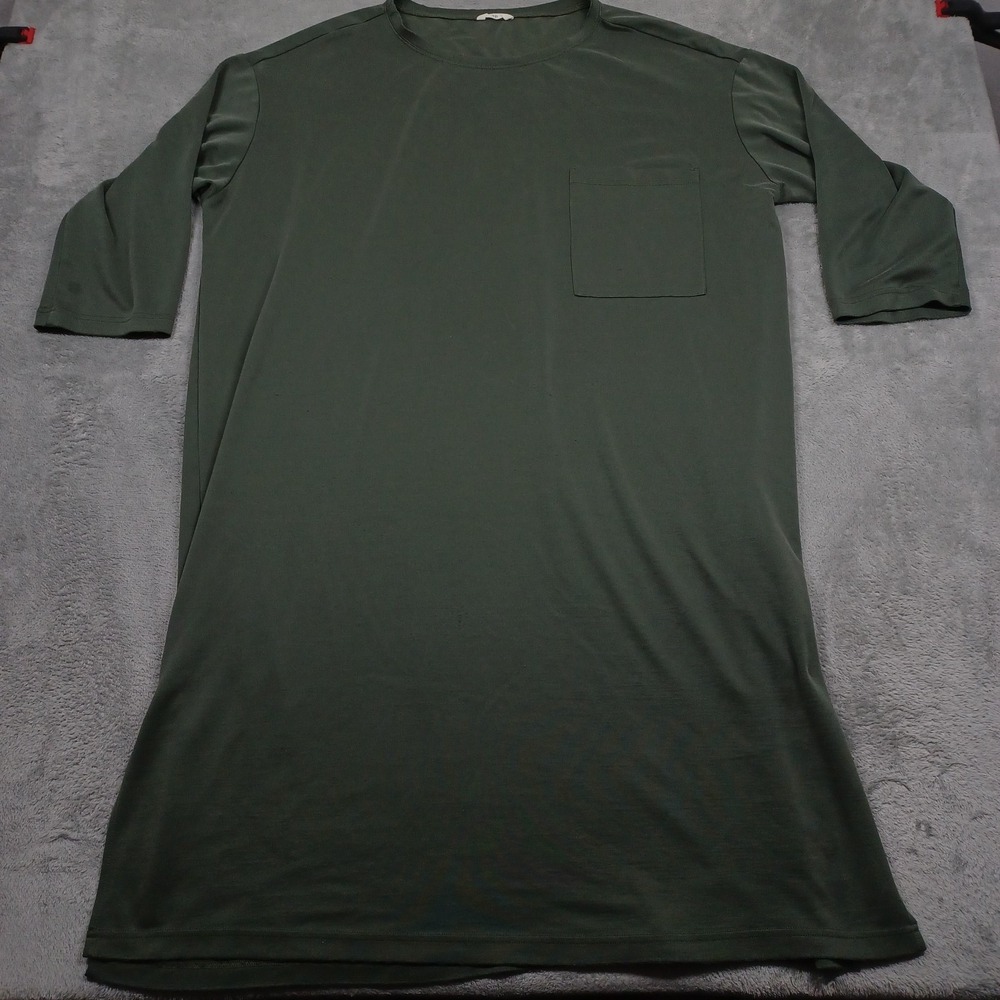 Nap Shirt Dress Womens Green Pullover Lightweight Casual Preppy‎ Pocket Lounge